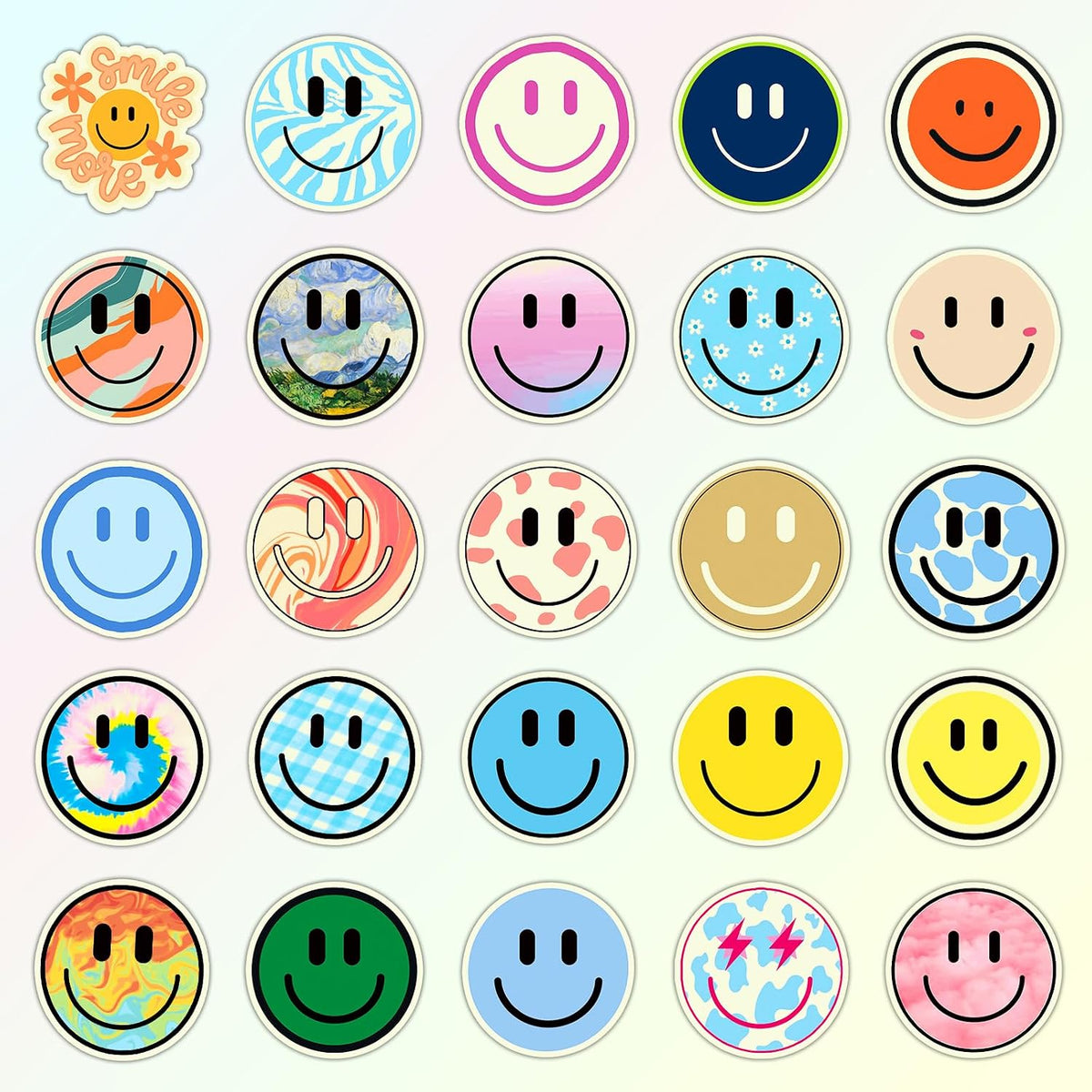 50PCS Smile Face Stickers Cute Water Bottle Stickers for Kids – Fun for Kids & Family - 50pcs Glow Stickers - image 4
