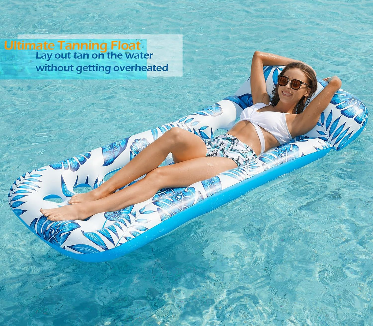 Jasonwell Inflatable Pool Float Lounge - Blue & Beige / 2 - image 4