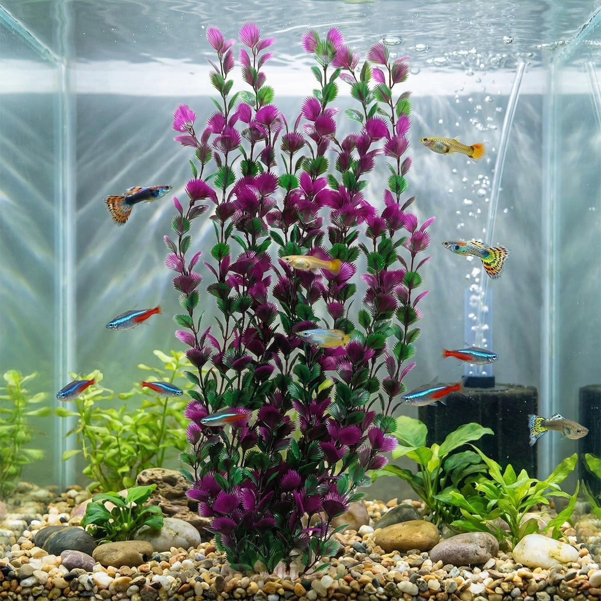 Lantian Grass Cluster Purple Leaves Aquarium Décor Plastic Plants - image 2