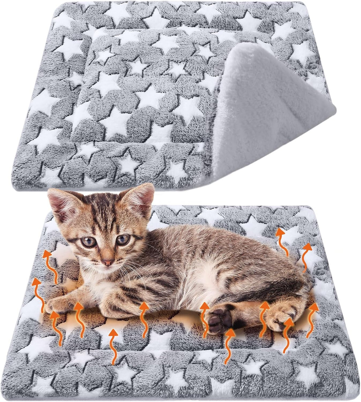 2 Pack Self Warming Cat Dog Bed Pad - Grey / 17'' X 17'' / Stars