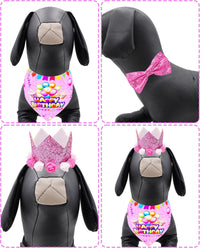 PET SHOW Pink Crown Dog Birthday Party Hat for Girls Reusable - Pink Birthday Kit - image 4