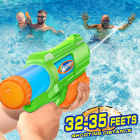 Super Water Gun for Kids Adults: 2 Pack Super Water Gun Soaker 1200cc - A- Green Orange - image 3
