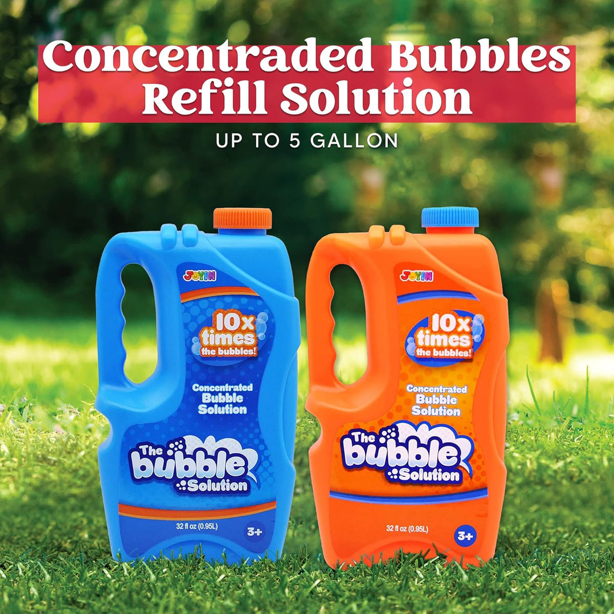 JOYIN 2 Bottles Bubbles Refill Solutions 64 oz - Orange+blue / 64 Ounce - image 2