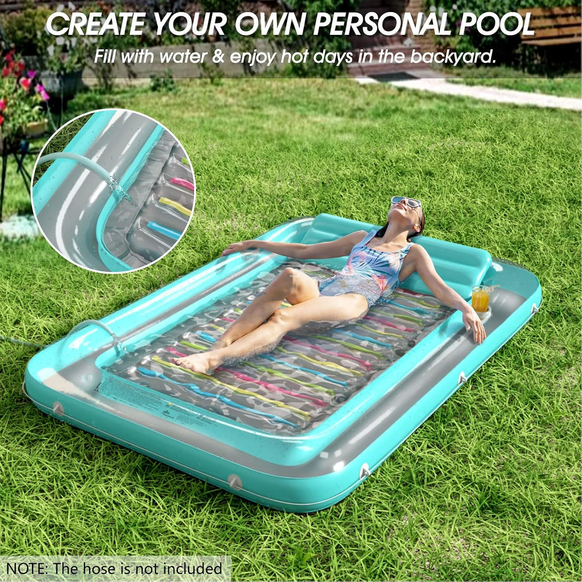Inflatable Tanning Pool Lounger Float - Mint Green / X-Large - image 2