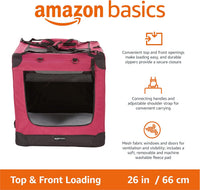 Amazon Basics Portable Folding Soft Pet Dog Crate Carrier Kennel - RED / 26.0"L x 18.0"W x 18.0"H - image 2
