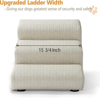 Senneny Imitation Linen Faux Leather Dog Stairs - Light Beige（3 stairs） - image 3