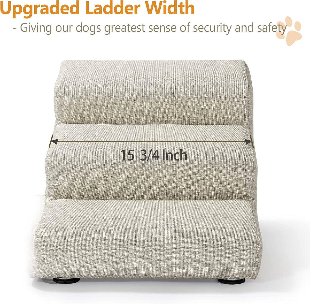 Senneny Imitation Linen Faux Leather Dog Stairs - Light Beige（3 stairs） - image 3
