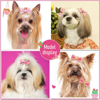 20Pcs Brown Dog Hair Bows with Rubber Bands for Small Medium Dogs – Essentials for Dogs - Light Pink-A331 - image 2