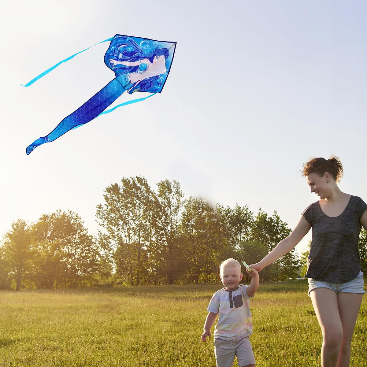 Honbo large mermaid delta kite for kids and adults in bright colors - view 7