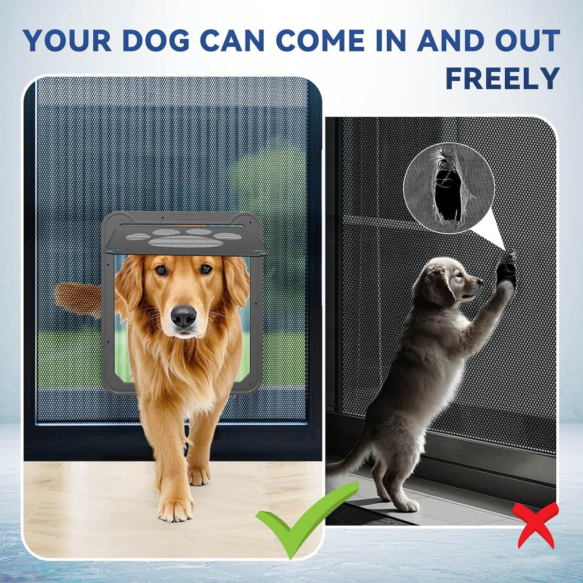 Dog Door for Screen Door, Cat Door Screen Small Dog Door Insert for Sliding Door Easy Install - 12" x 14" Black Large - image 4