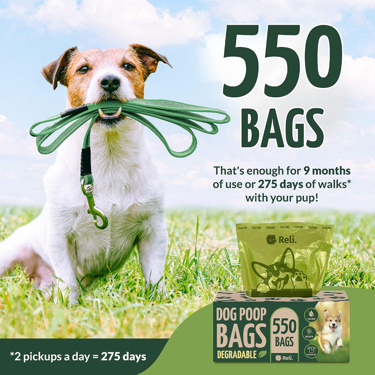 Reli. Biodegradable Dog Poop Bags Large Single Roll – Essentials for Dogs - image 3