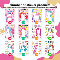 48PCS Halloween Make-a-face Stickers Halloween Characters Stickers - Unicorn - image 2