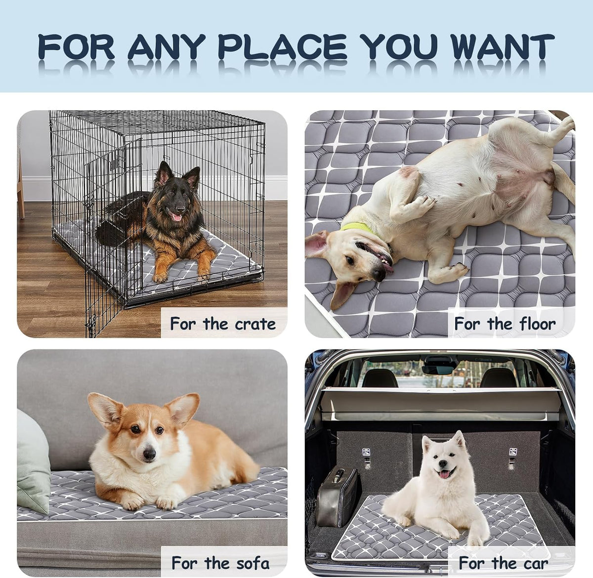Bubble bear Dog Crate Mat, Ultra Soft - Gray / 48.0"L x 30.0"W - image 4