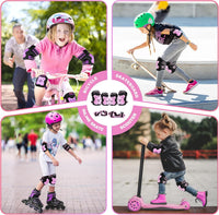 2PM SPORTS Knee and Elbow Pads Set with Wrist Guards for Kids Girls - Pink / Medium - image 3