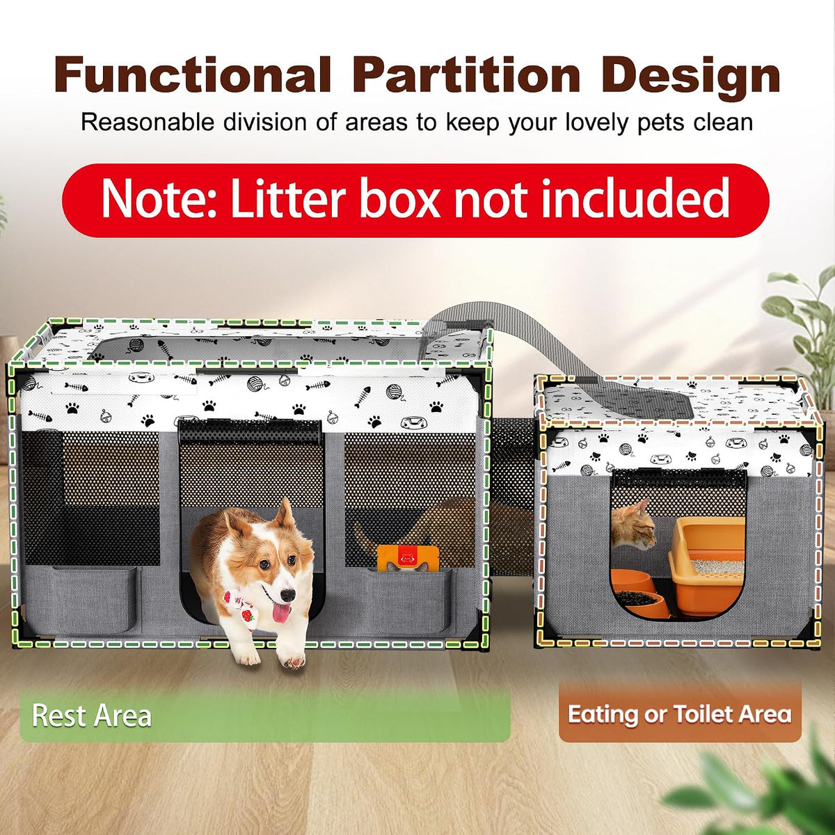 Portable Cat Playpen, Pet Dog Playpen, Kitten Puppy Play Pen – Essentials for Dogs - image 2