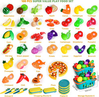 100 Pcs Play Food Set for Kids Kitchen - Blue - image 2