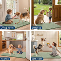Smiry Dog Door Mat for Muddy Paws 36x24, Absorbs Moisture and Dirt Doormat, Non-Slip Washable Quick Dry Chenille Front Door Mat Indoor Entrance, Entryway Carpet for Inside Floor, Sage Green