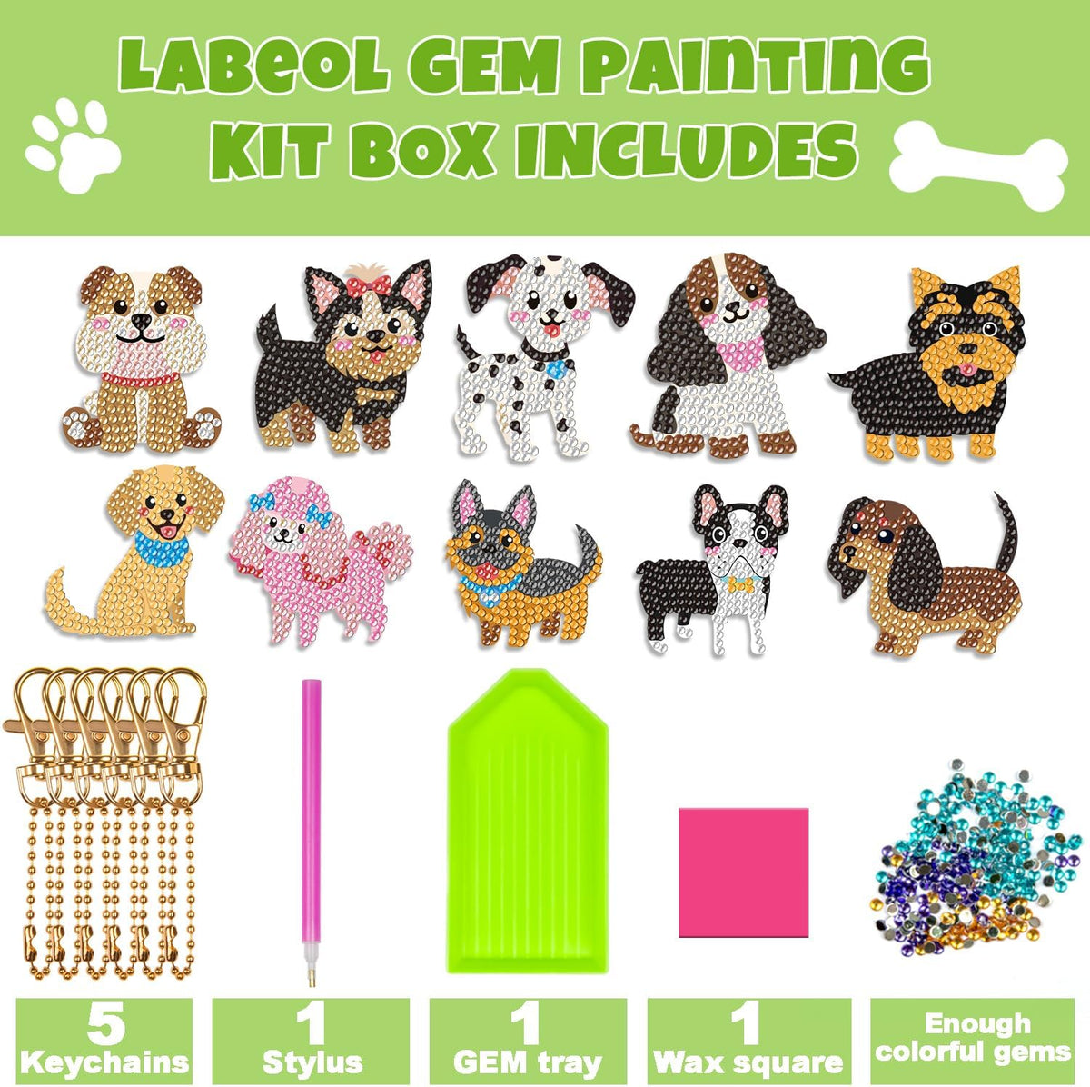 Labeol Diamond Art Kits for kids 5D Diamond Creat Your Own GEM - Puppy - image 2