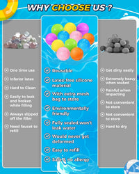 Tlitlimom 16Pcs Reusable Water Bomb Balloons - 12Pack - image 4