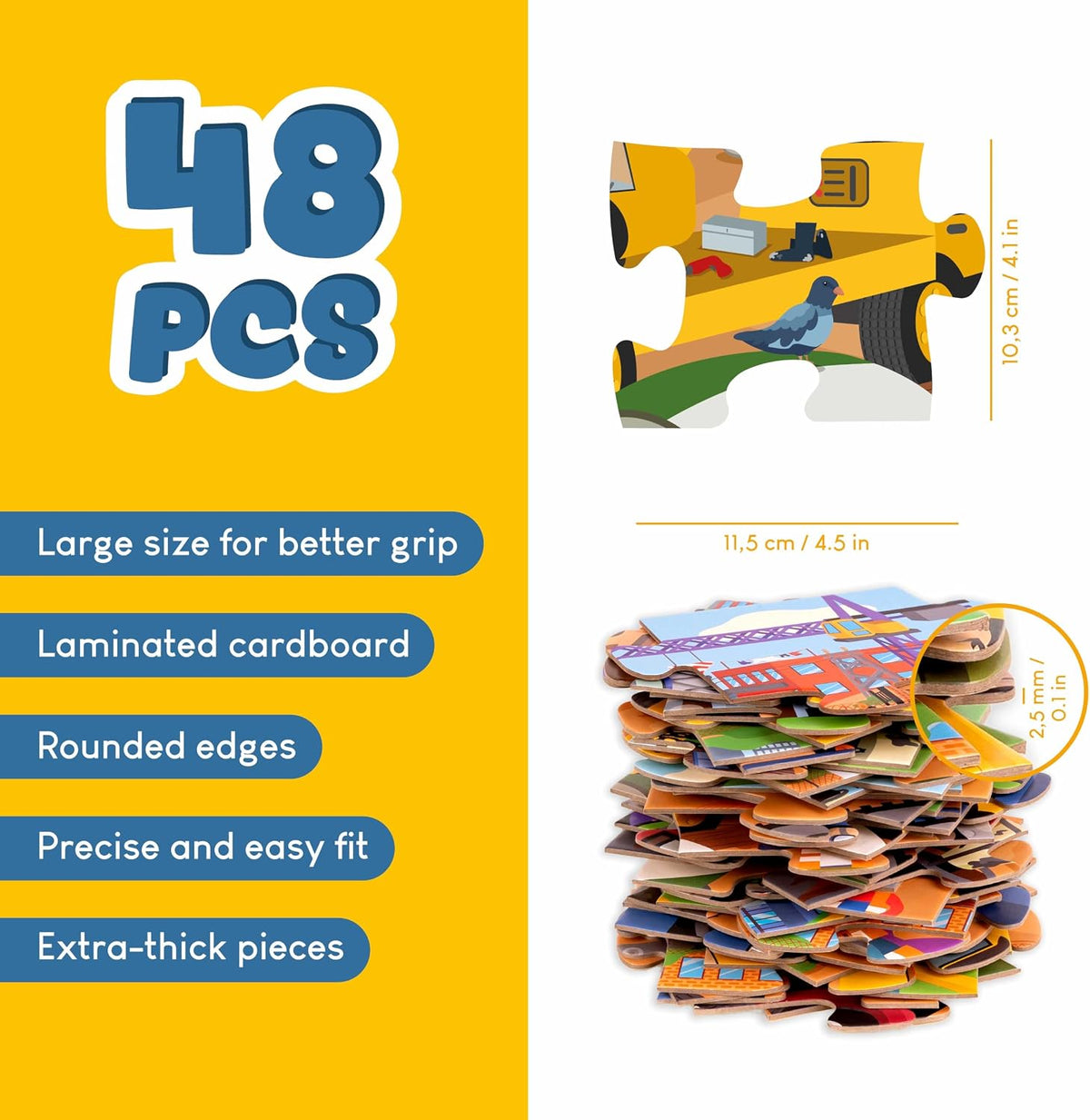 BONNYCO Giant Floor Puzzles for Kids of Jungle Animals with 48 Large - Construction - image 3