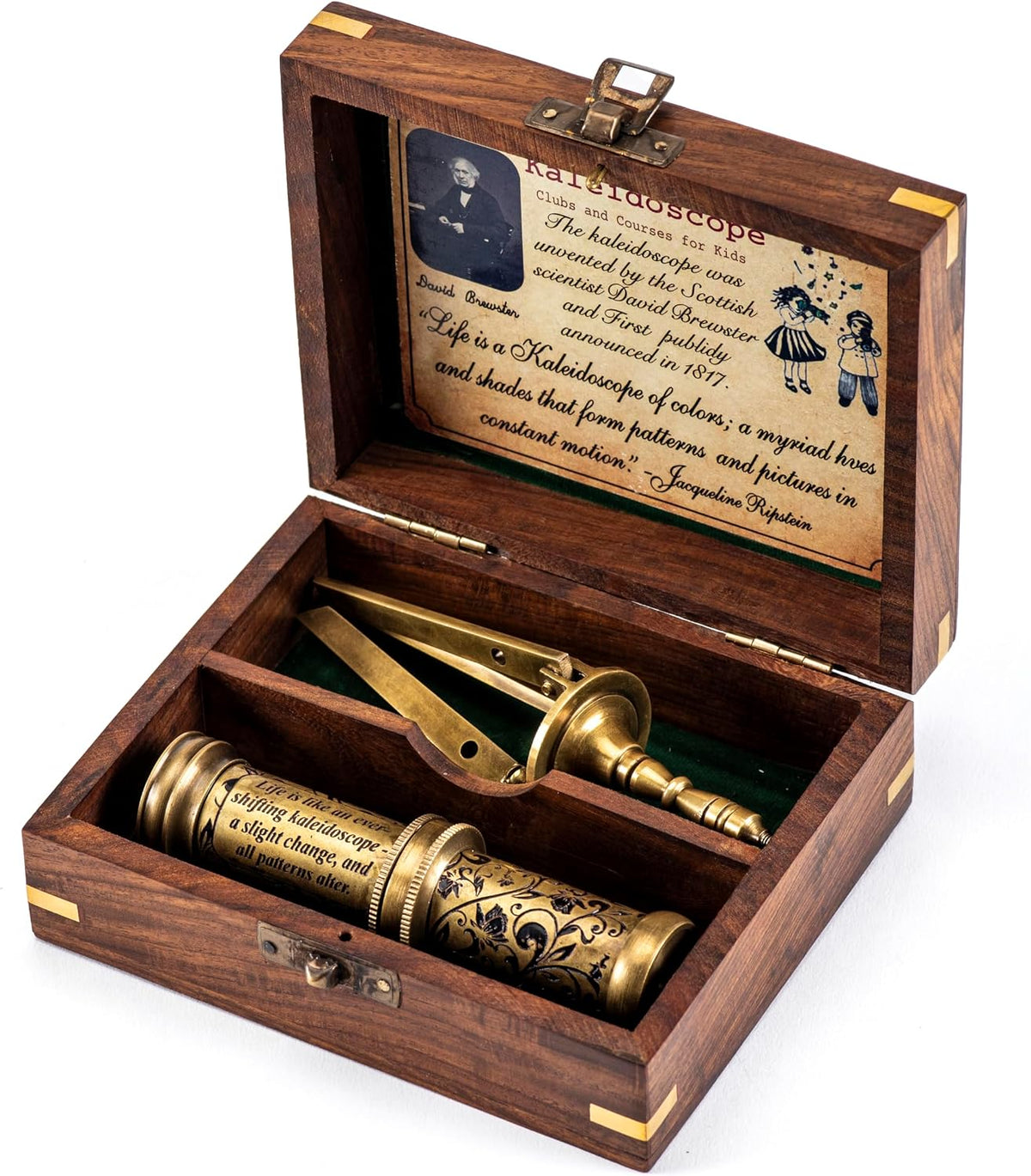 Antique Brass Kaleidoscope Gift for Men, Kids and Adults - With Tripod - image 3
