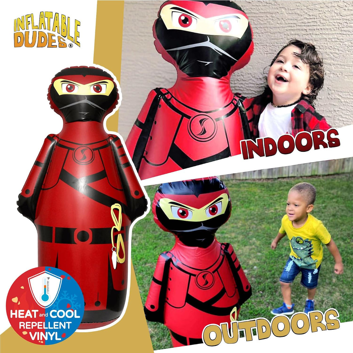 Inflatable Dudes kids punching bag bop bag, 47 inch, with sand-filled base in a ninja design - view 14