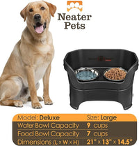 Neater Pet Brands Neater Feeder Deluxe Mess Proof Dog Bowls Elevated for Large Dogs Over 40 lbs, Made in USA, No Spill Raised Dog Food Bowl Stand Feeding Station, Food and Water Bowl Set, Black