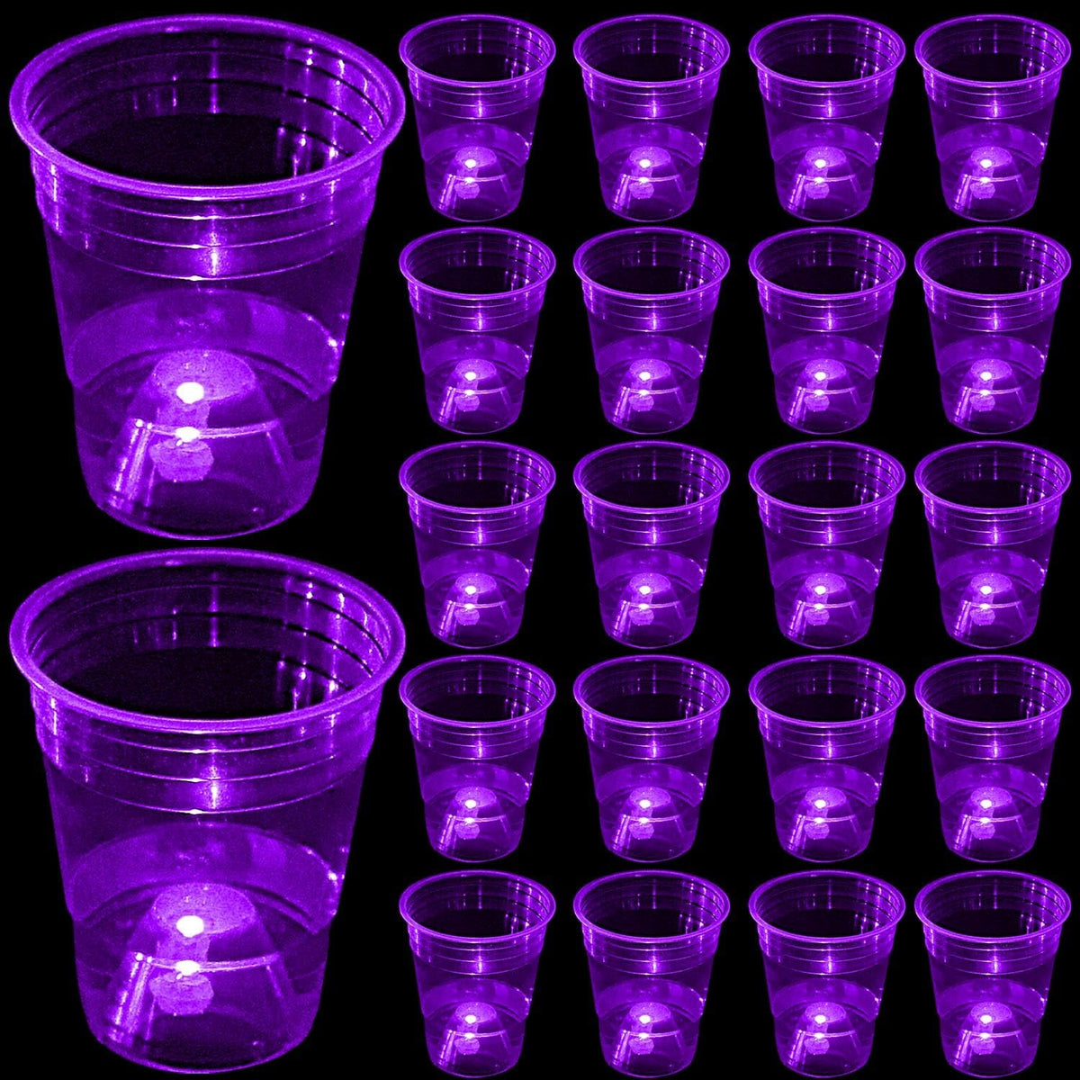 mishunyus 24-pack purple LED glow party cups, 16 oz plastic - view 4