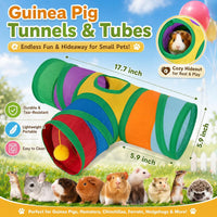 Guinea Pig Tunnel Hideout 3-Way Collapsible Small Pet Tubes - Rainbow - image 2