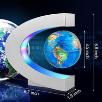 Magnetic Levitating Globe with LED Light - Silver - image 3