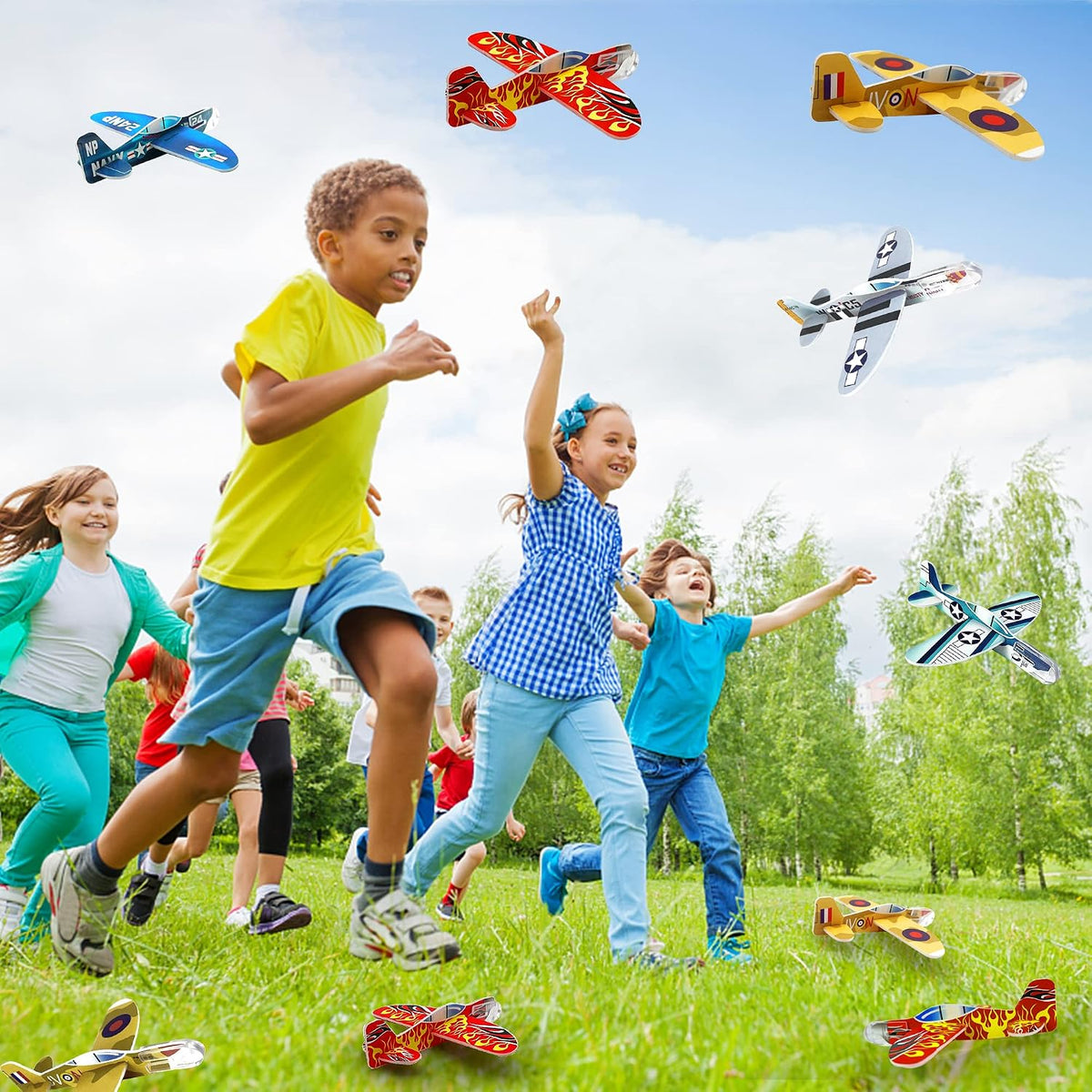 XIPEGPA 60 pack of colorful glider airplanes for kids to assemble and fly - view 8