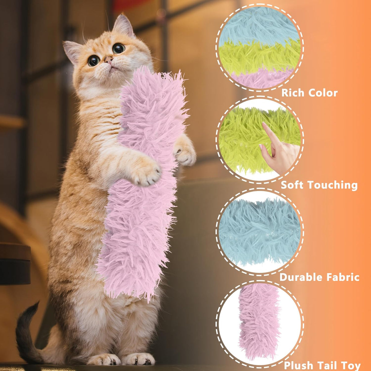 3 Pack Catnip Toys, Soft and Durable Cat Pillows Toys - Green+Blue+Pink - image 3