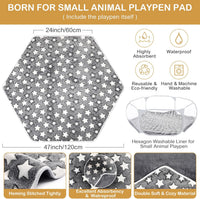 Guinea Pig Playpen with Mat Small Animal - Gray / Star - image 2