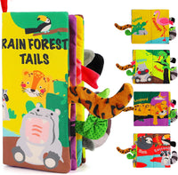 beiens Baby Books Toys, Tummy Time Touch and Feel Sensory Toys for Infant – Fun for Kids & Family - Rainforest Tails-1 Book