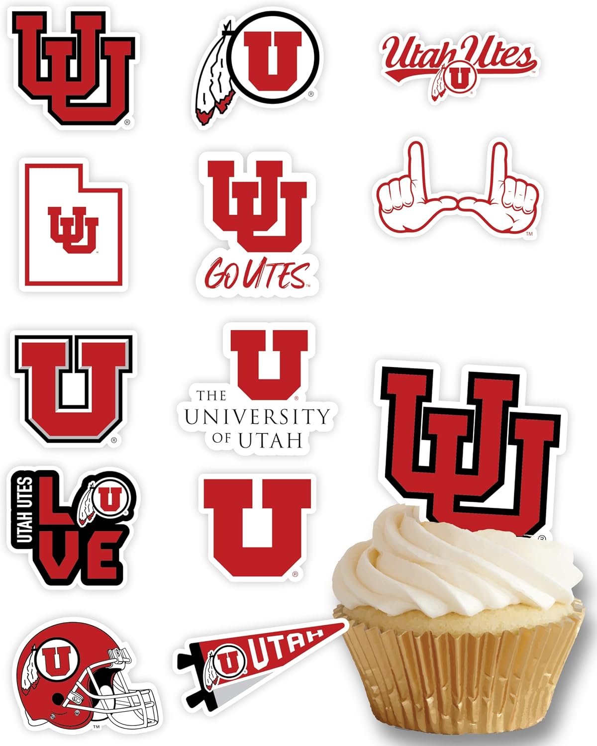 Ohio State Merch Cupcake Toppers & Decorations OSU Party Cake Decor - Utah Utes