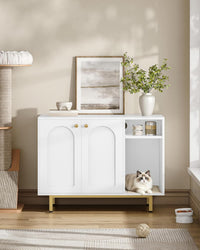 Hzuaneri Cat Litter Box Enclosure - White and Gold / 31.4"L x 19.6"W x 24"H - image 4
