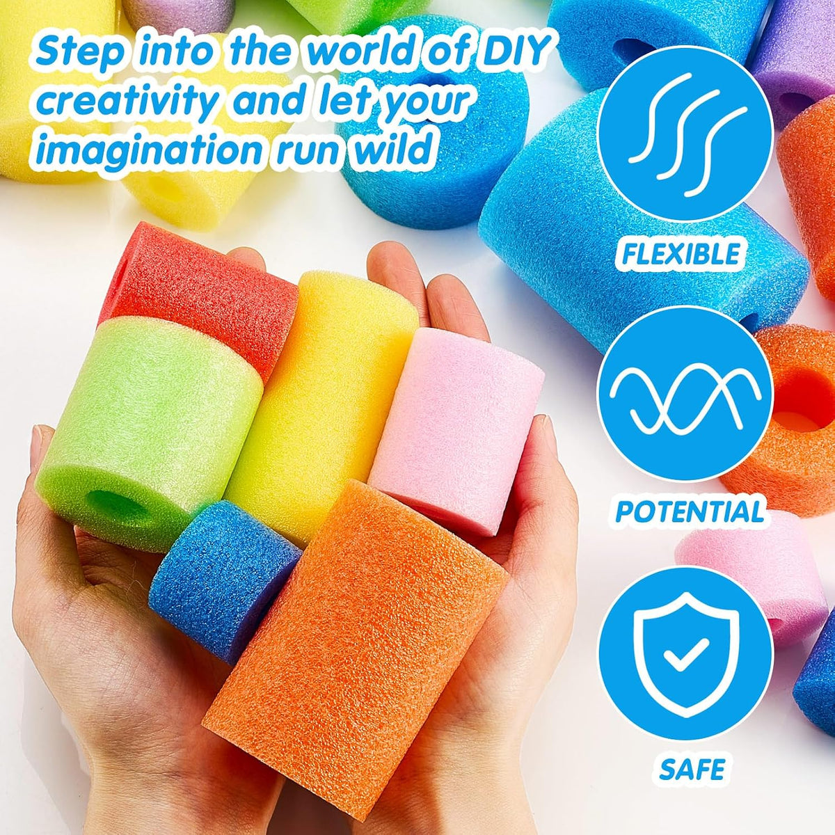 Frienda pool noodle bits, 50 colorful foam noodle pieces in assorted sizes - view 23