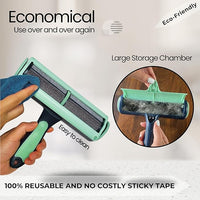 Reusable Pet Hair Remover-Lint Roller for Couch, Furniture, Carpet, Clothing and Bedding, Eco-Friendly Cat and Dog Hair Remover, Portable Pet Hair Removal Tool in Mint Green