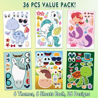 30 Unicorn Make-a-Face Sticker Sheets for Kids – Fun for Kids & Family - 6 Themes - image 2