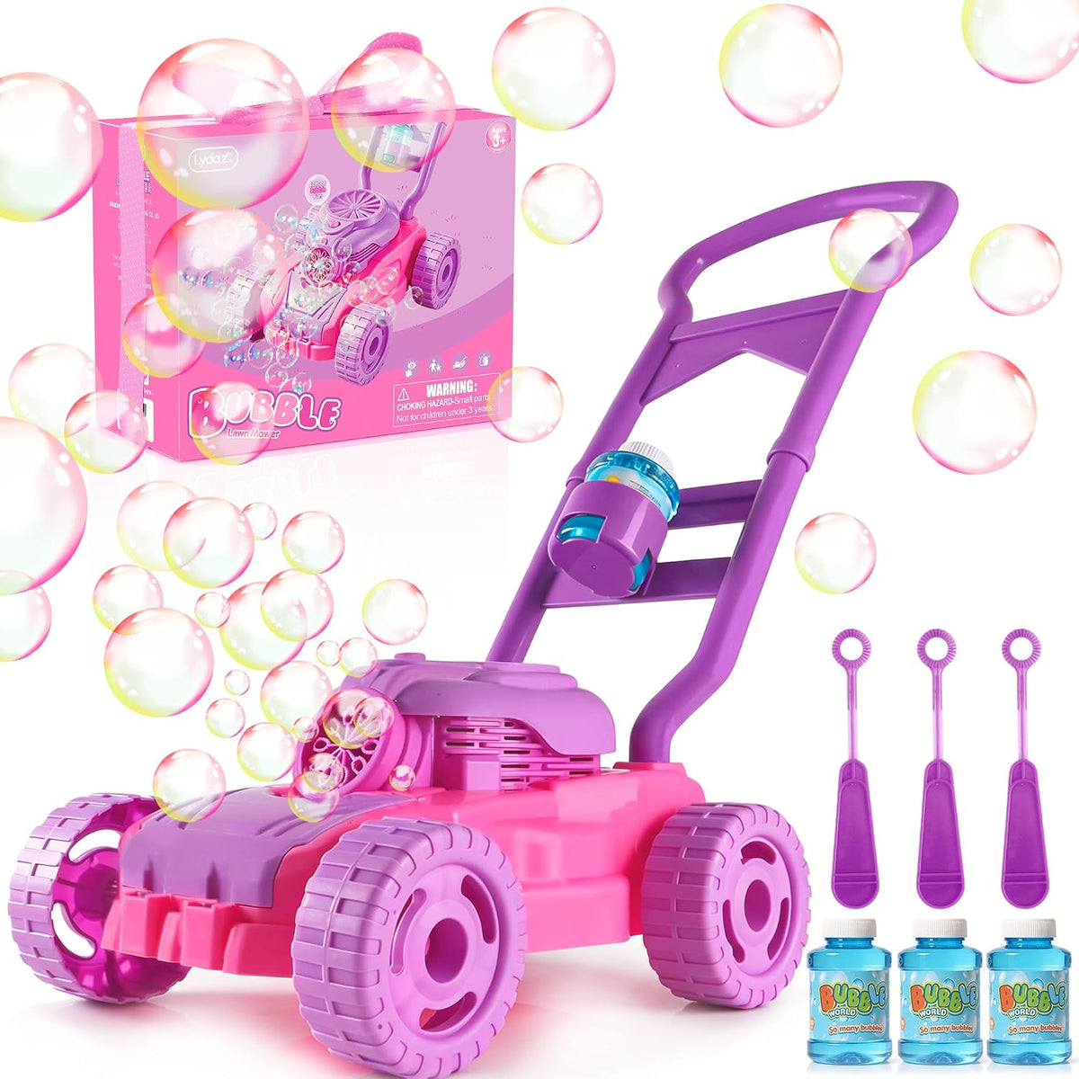 Lydaz Bubble Lawn Mower for Toddlers 1-3 - Pink