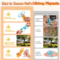 Cat Toy Disc Launcher, Rechargeable Interactive Cat Fetch Toy Launcher with 8 Flying Discs, Flying - Yellow - image 2