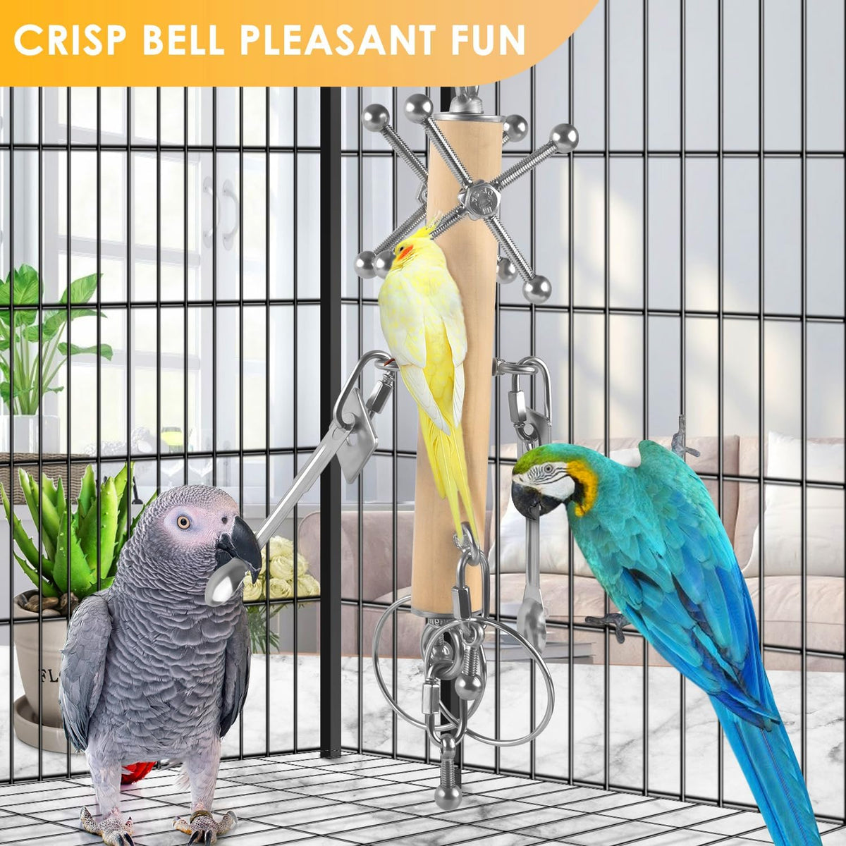 KATUMO Bird Toys, Parrot Pull Spoons - Yellow+Silvery - image 4