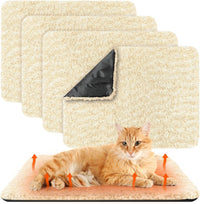 Drydiet 4 Pack Self Warming Cat Mat for Pets - 16 x 20 Inch / Camel / Solid