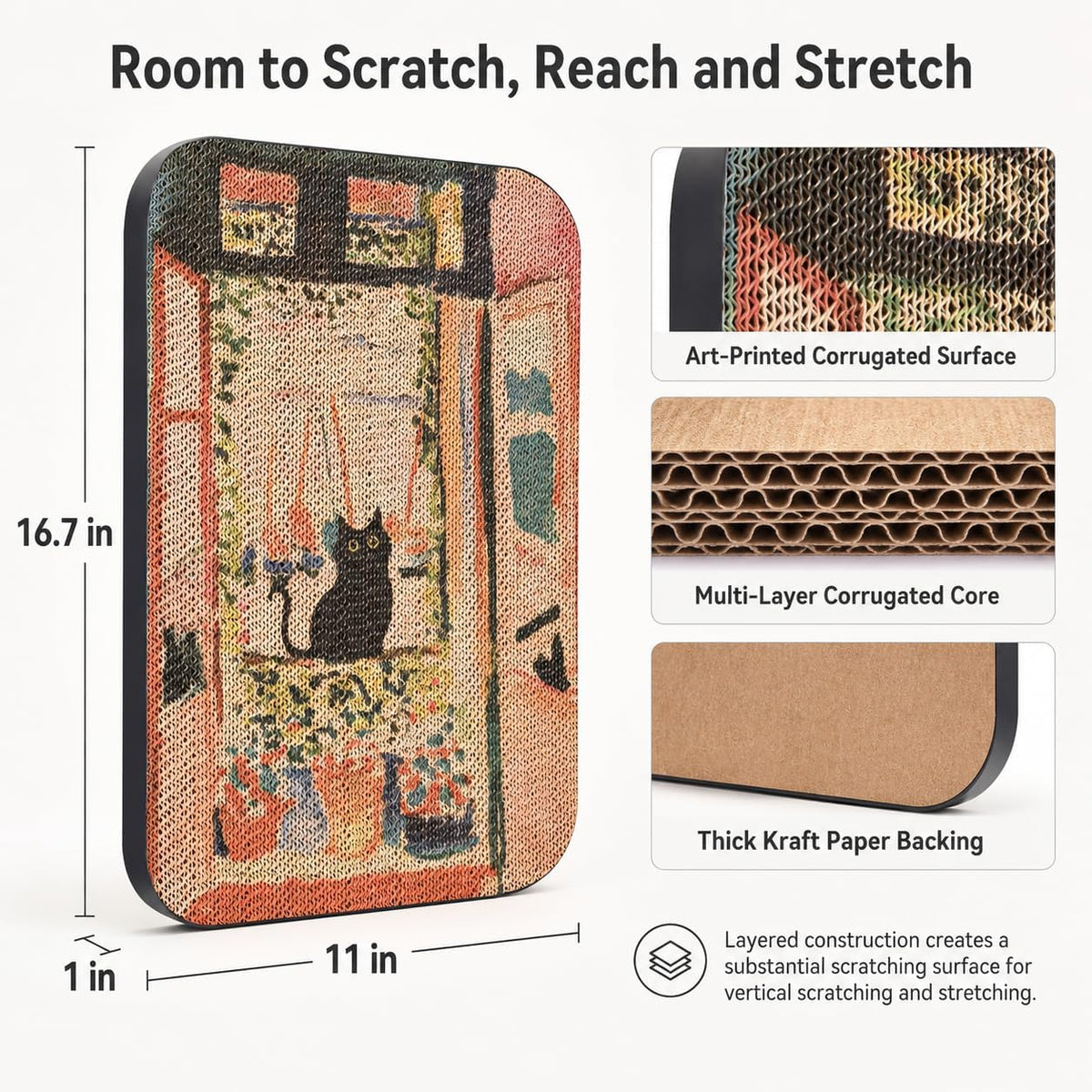 Cat Wall Scratcher, Art Cat Scratching Board for Indoor Cats – Essentials for Cats - The Open Window - image 2