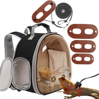 Bearded Dragon Travel Backpack with Harness and Leash Set - Black/Brown / Backpack+LSH Brown