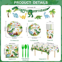 Litmitfu dinosaur birthday party supplies with plates, cups and banner - view 8