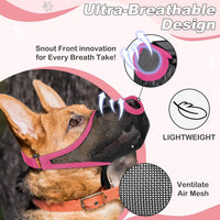 Dog Muzzle, Soft Air Mesh Muzzles for Medium Sized Dogs - Pink / S - image 2