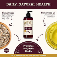 Hemp Well Thrive Oil for Dogs and Cats – Supports Hip, Joint, and Heart Health, Promotes Immune System, and Promotes Healthy Skin from Seasonal Allergies, Organically Sourced - 8 Ounces