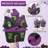 WERNNSAI Halloween skull pumpkin piñata in orange and black with spooky face - view 32