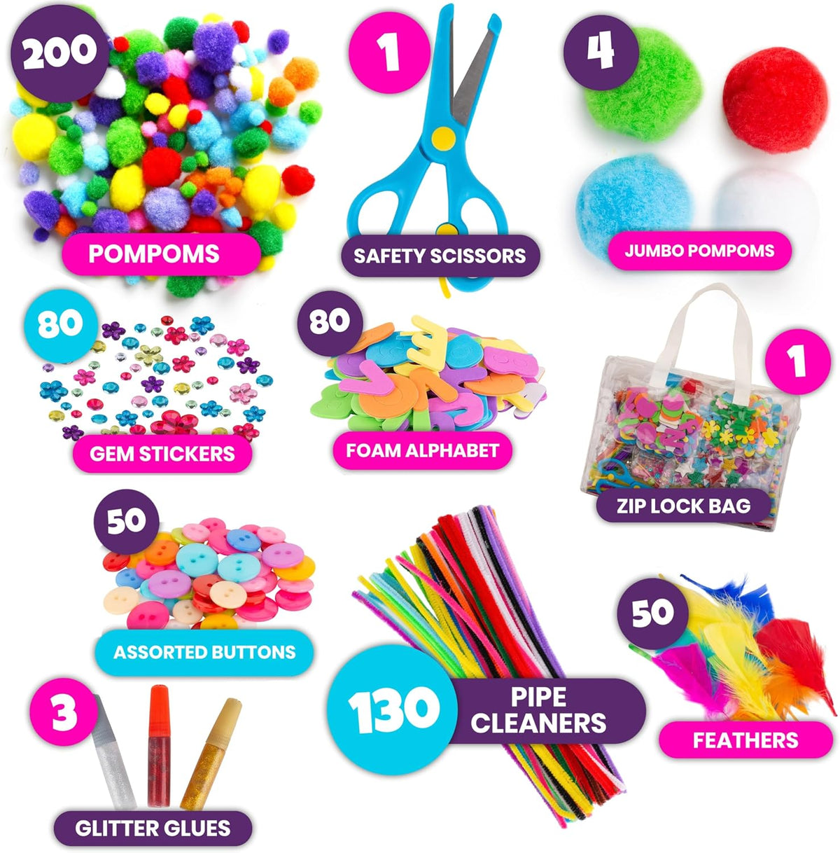 Blue Squid 1750+pcs Craft Kits for Kids - Craft XL Bag - image 3